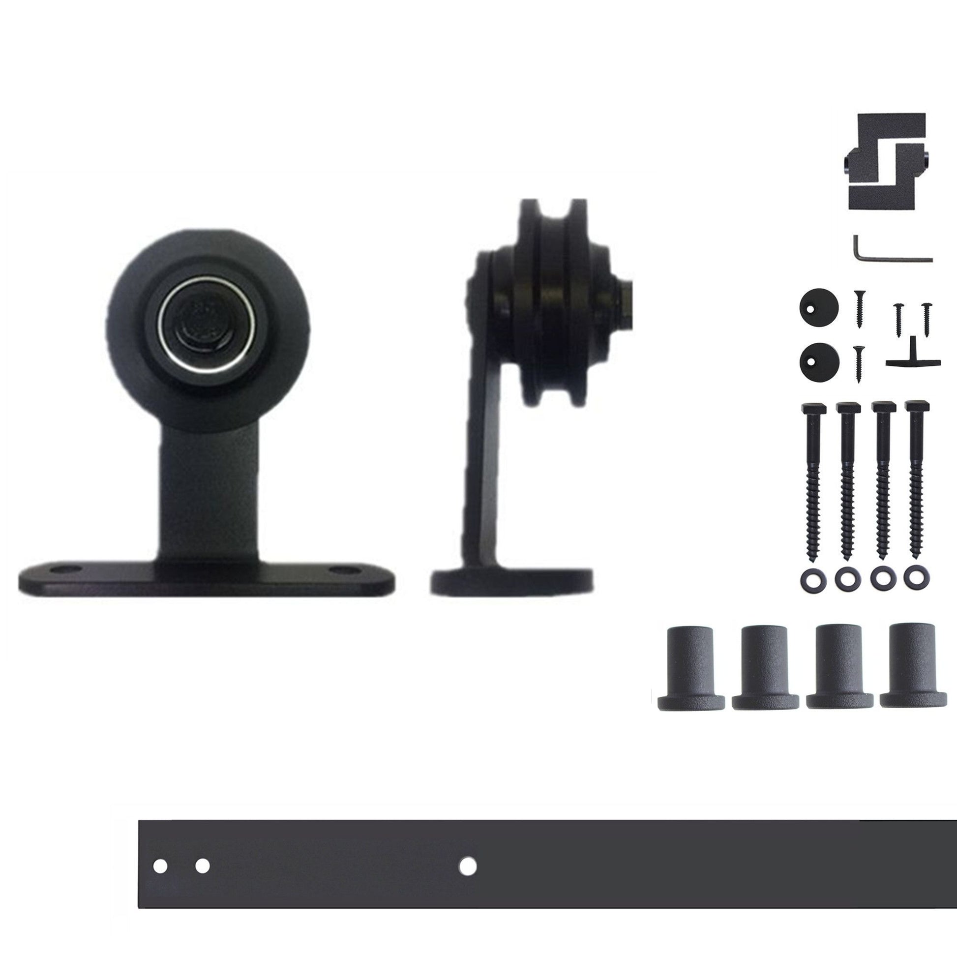 HOMACER 66-in Rustic Black Indoor Top Mount Single Barn Door Hardware Kit DZ1TGH066C