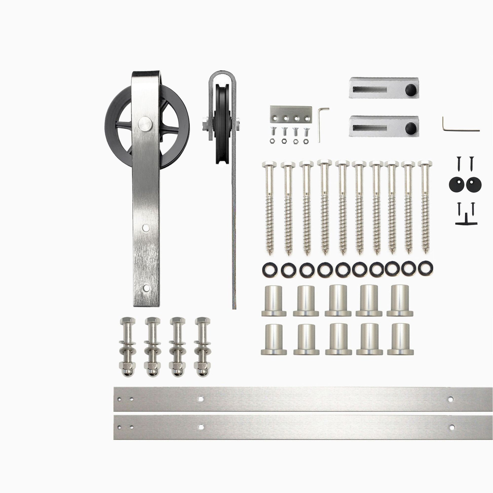 HOMACER 156-in Brushed Nickel Indoor Spoke Wheel Single Barn Door Hardware Kit HL1DNZ156C