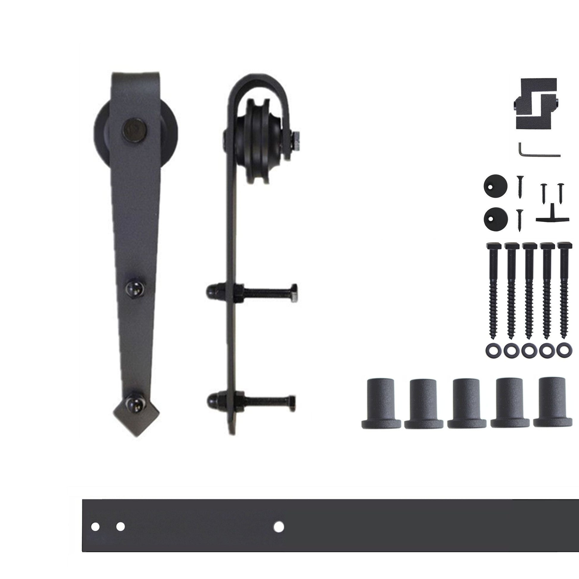 HOMACER 84-in Rustic Black Indoor Arrow Single Barn Door Hardware Kit JT1TGH084C
