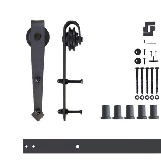 HOMACER 84-in Rustic Black Indoor Arrow Single Barn Door Hardware Kit JT1TGH084C