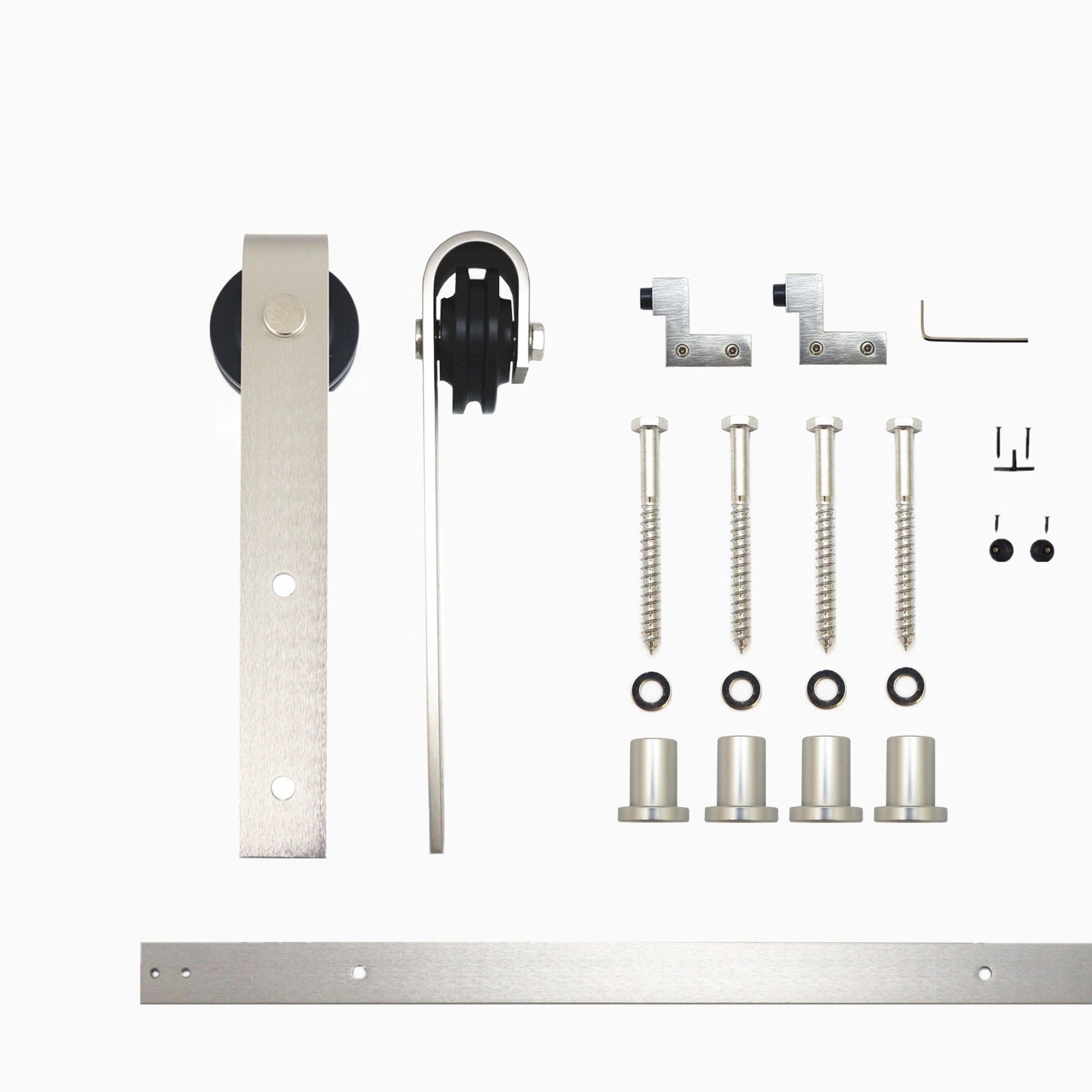 HOMACER 60-in Brushed Nickel Indoor J-strap Single Barn Door Hardware Kit YT1DNZ060C