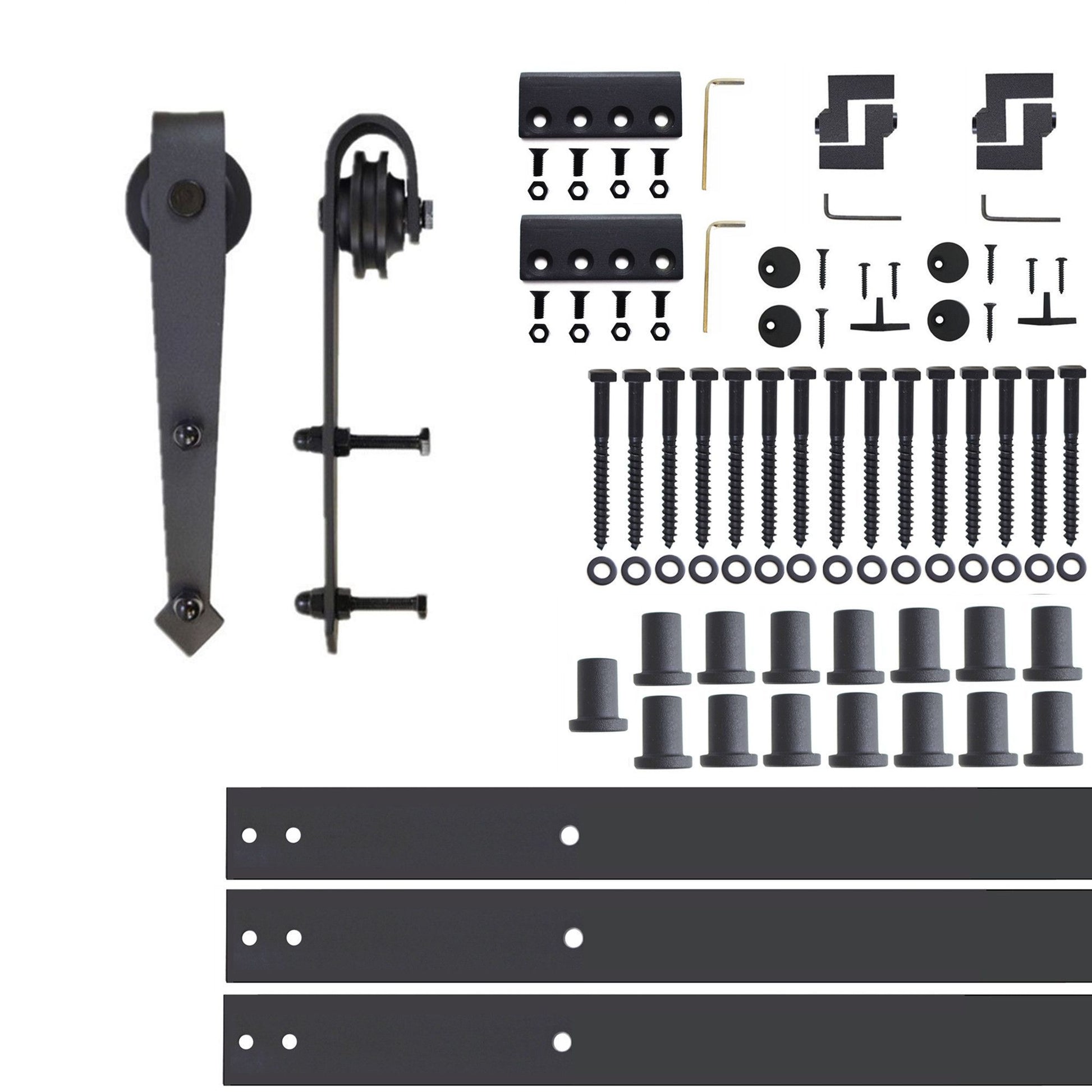 HOMACER 216-in Rustic Black Indoor Arrow Single Barn Door Hardware Kit JT1TGH216C
