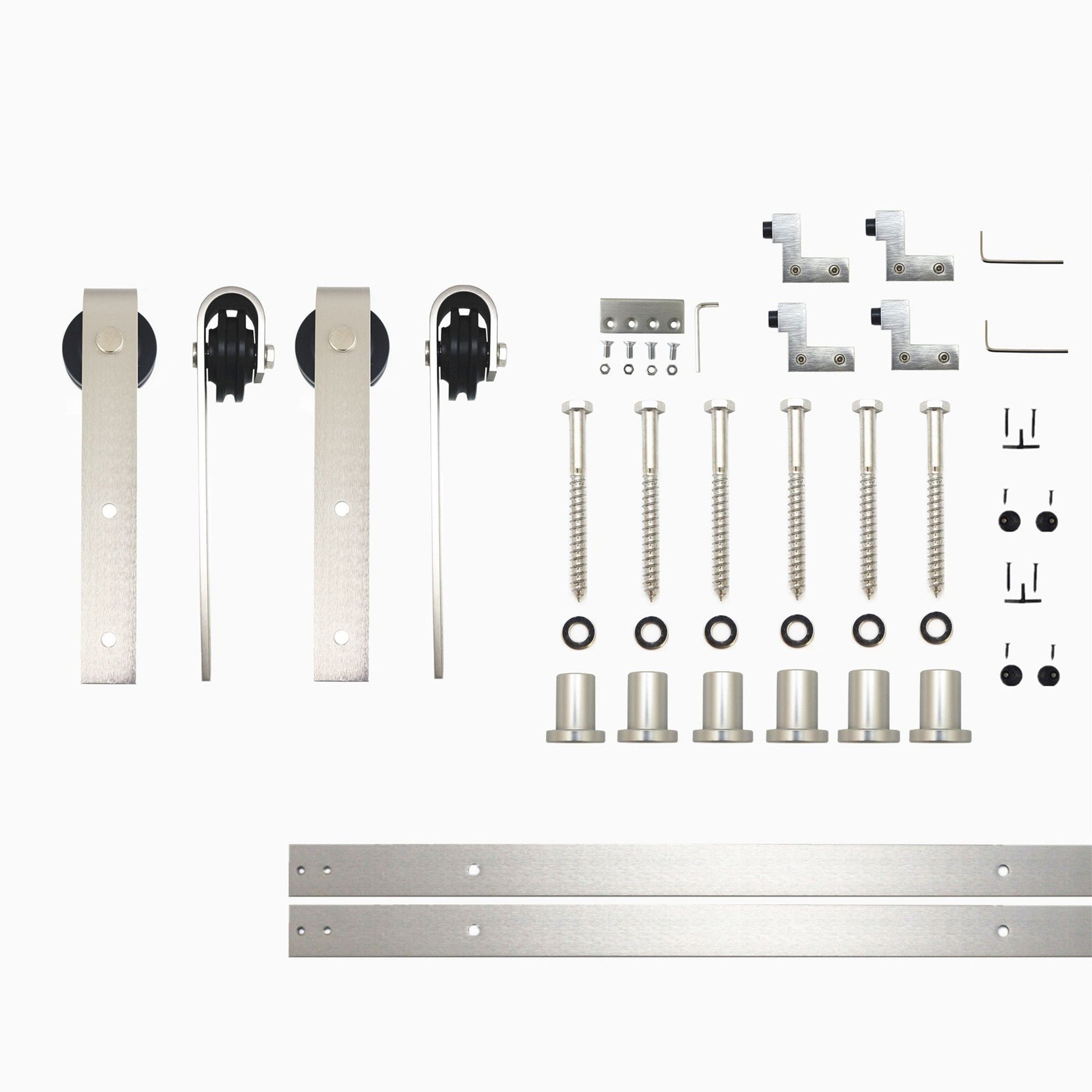 HOMACER 108-in Brushed Nickel Indoor J-strap Double Barn Door Hardware Kit YT2DNZ108C