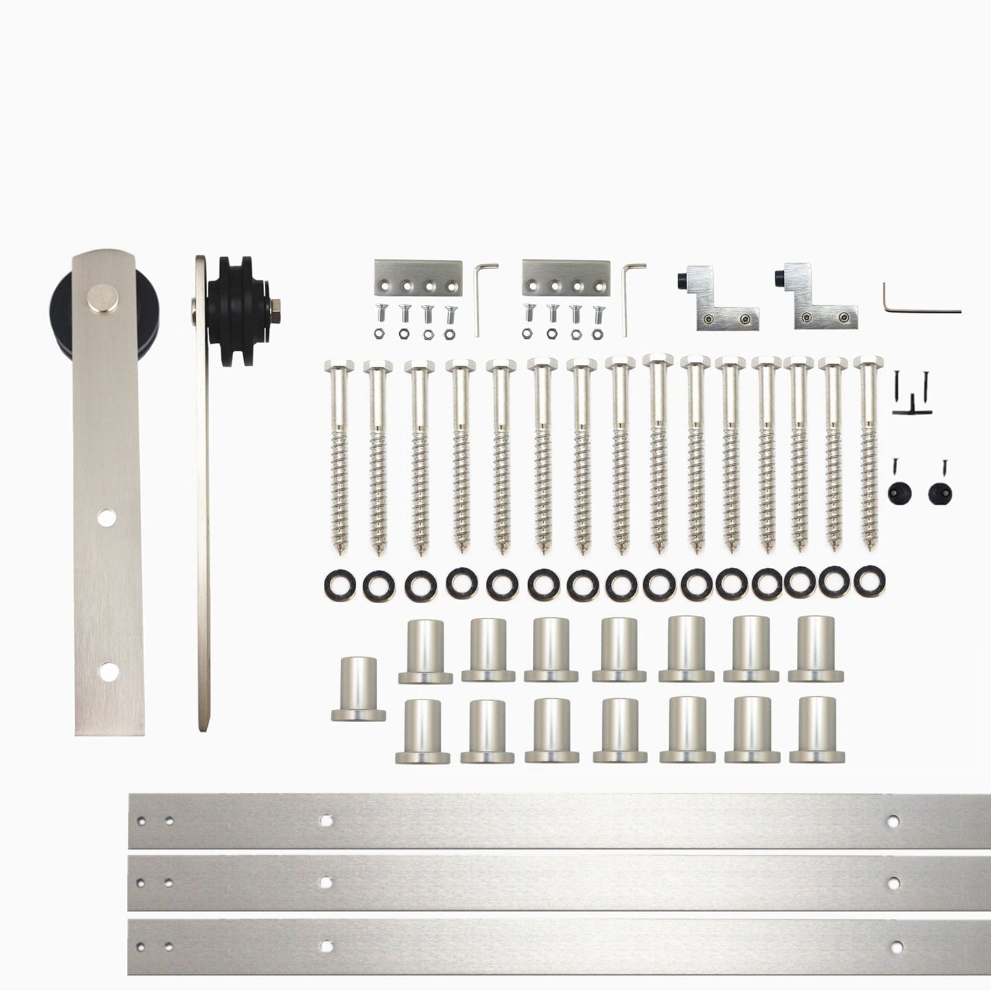 HOMACER 216-in Brushed Nickel Indoor I-strap Single Barn Door Hardware Kit ZT1DNZ216C