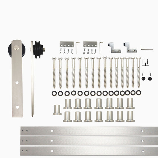 HOMACER 216-in Brushed Nickel Indoor I-strap Single Barn Door Hardware Kit ZT1DNZ216C
