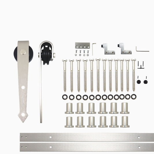 HOMACER 180-in Brushed Nickel Indoor Arrow Single Barn Door Hardware Kit JT1DNZ180C