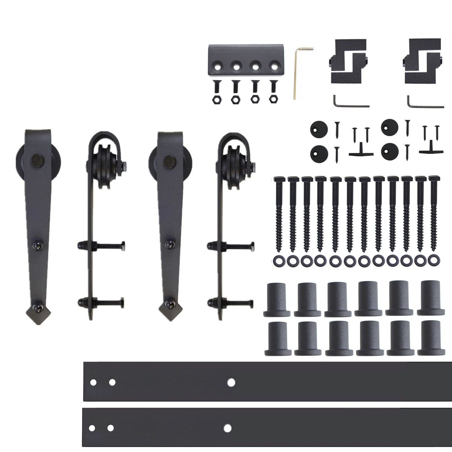 HOMACER 192-in Rustic Black Indoor Arrow Double Barn Door Kit JT2TGH192C