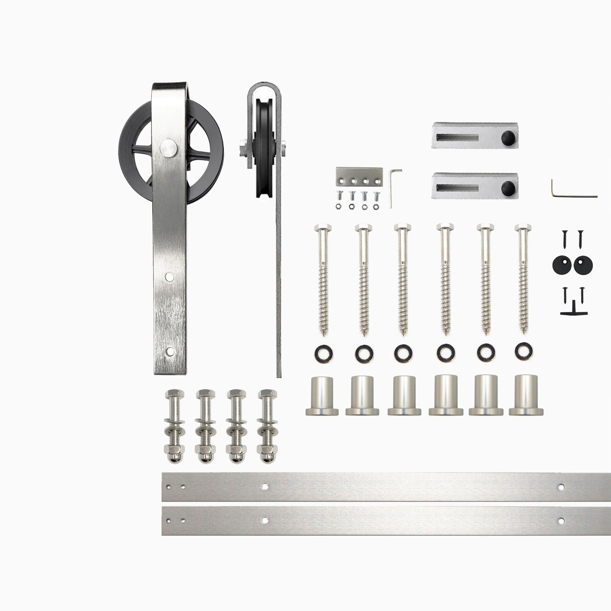 HOMACER 108-in Brushed Nickel Indoor Spoke Wheel Single Barn Door Hardware Kit HL1DNZ108C