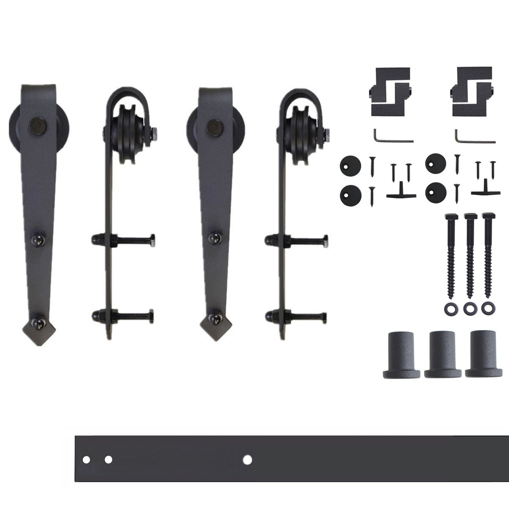 HOMACER 48-in Rustic Black Indoor Arrow Double Barn Door Hardware Kit JT2TGH048C