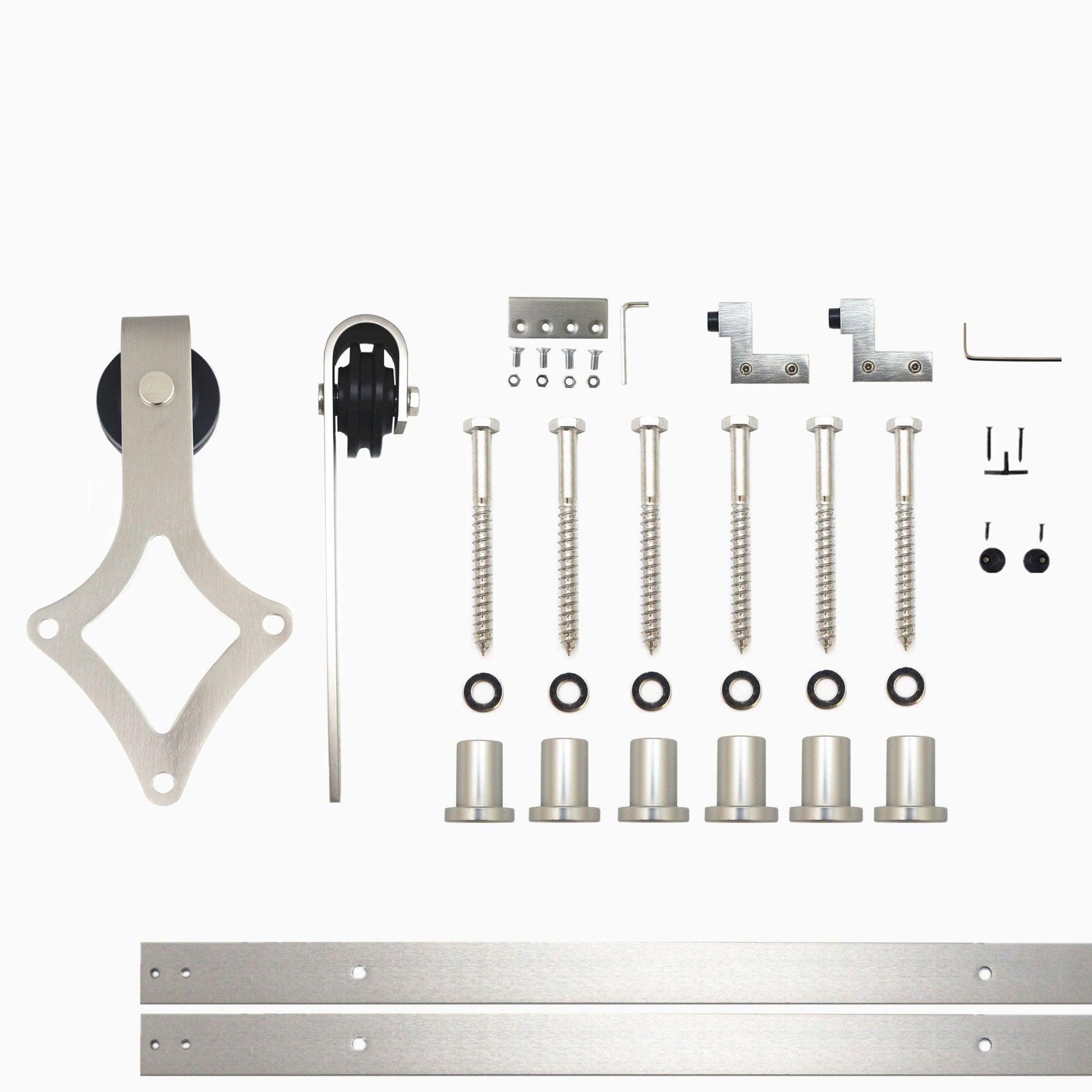 HOMACER 108-in Brushed Nickel Indoor Diamond Single Barn Door Hardware Kit LX1DNZ108C