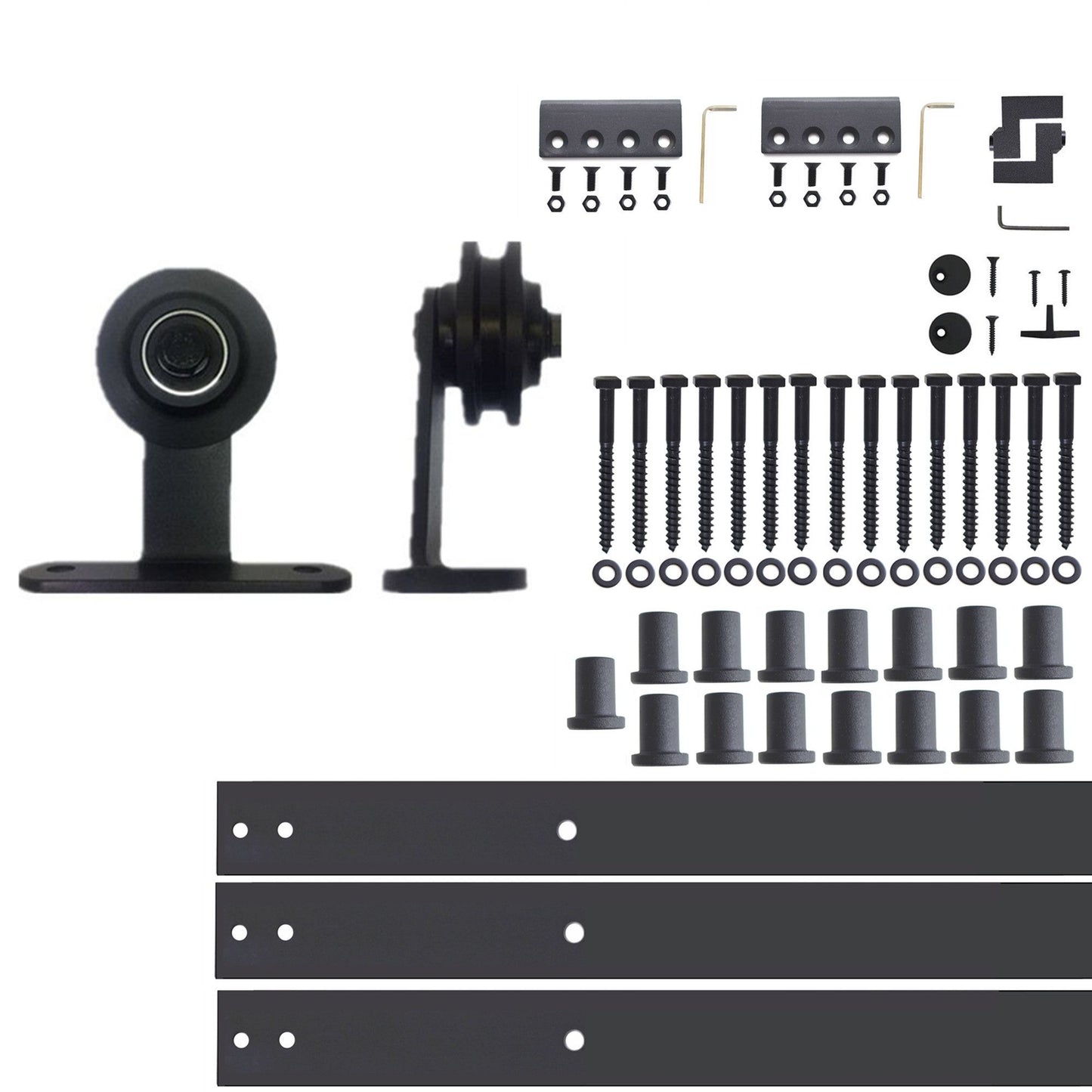 HOMACER 216-in Rustic Black Indoor Top Mount Single Barn Door Hardware Kit DZ1TGH216C