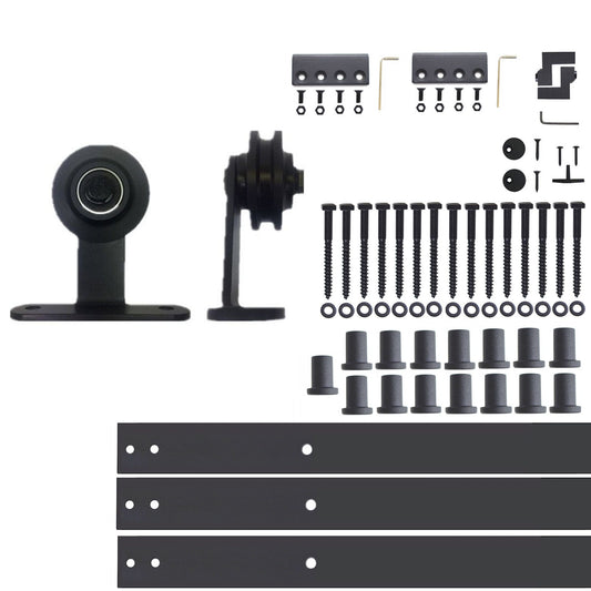 HOMACER 216-in Rustic Black Indoor Top Mount Single Barn Door Hardware Kit DZ1TGH216C