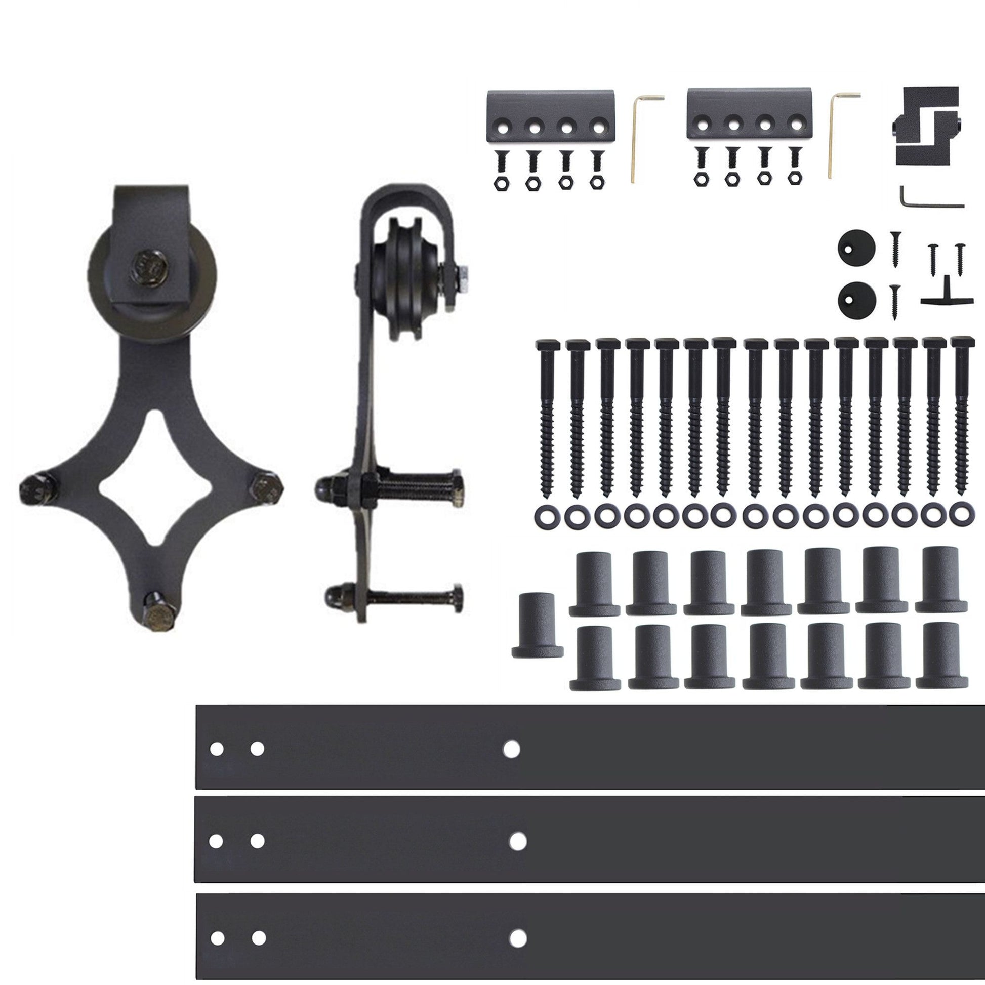 HOMACER 240-in Rustic Black Indoor Diamond Single Barn Door Hardware Kit LX1TGH240C