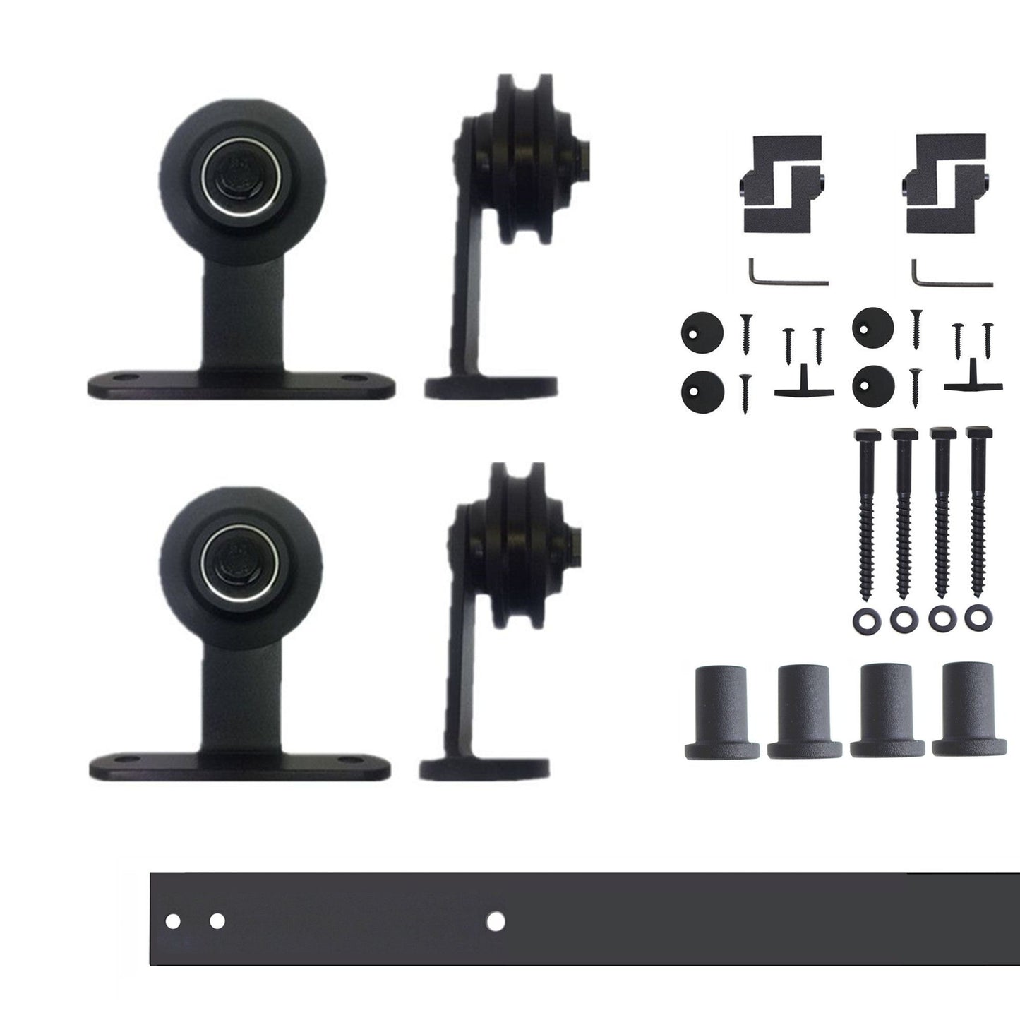 HOMACER 66-in Rustic Black Indoor Top Mount Double Barn Door Hardware Kit DZ2TGH066C