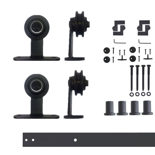HOMACER 66-in Rustic Black Indoor Top Mount Double Barn Door Hardware Kit DZ2TGH066C