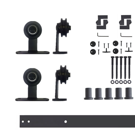 HOMACER 79-in Rustic Black Indoor Top Mount Double Barn Door Hardware Kit DZ2TGH079C