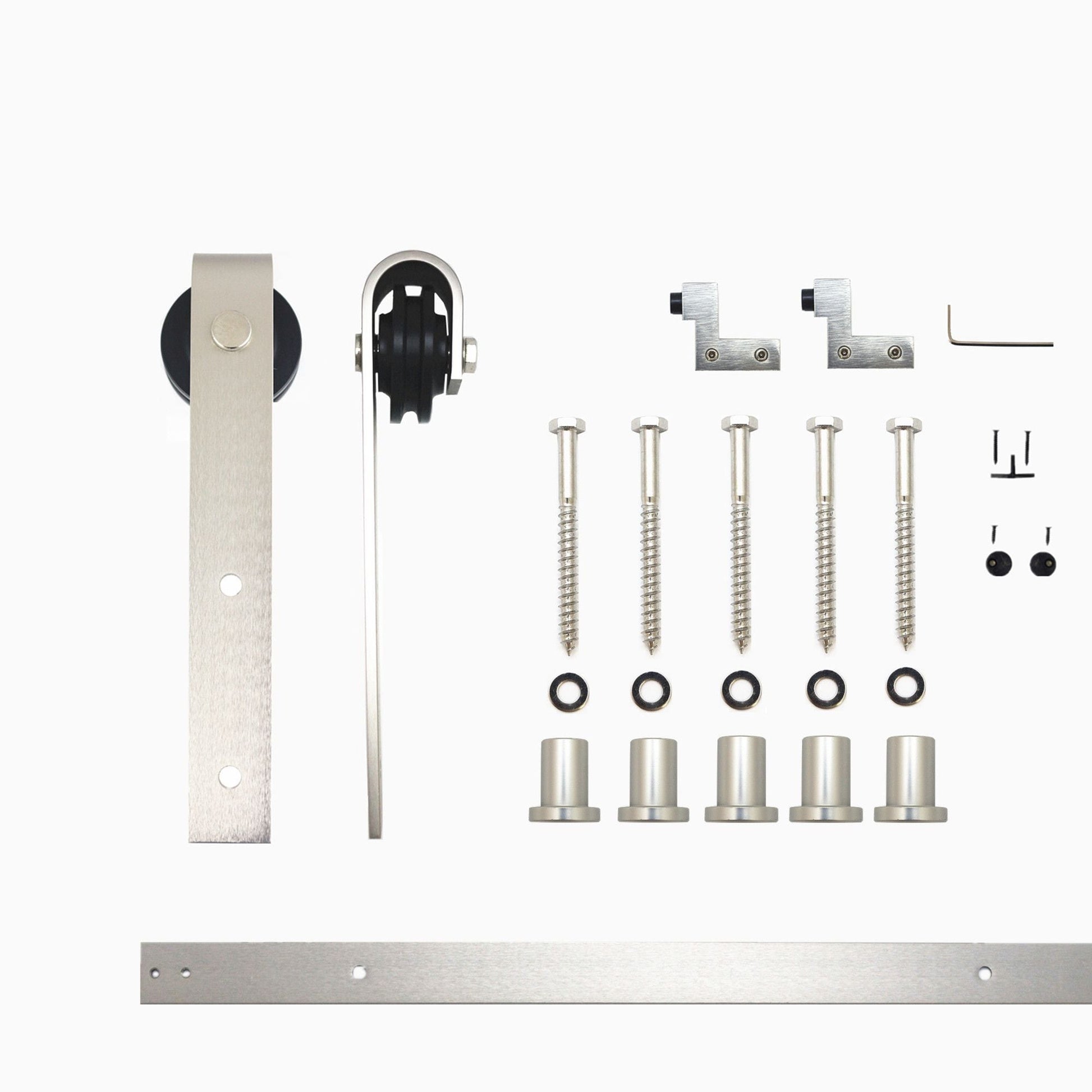 HOMACER 72-in Brushed Nickel Indoor J-strap Single Barn Door Hardware Kit YT1DNZ072C