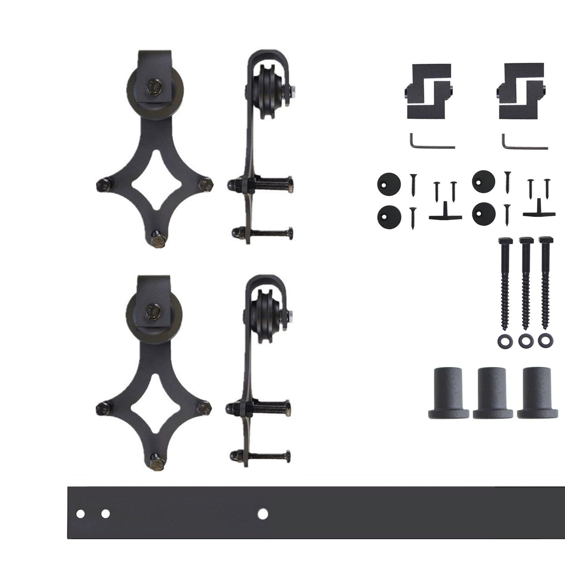 HOMACER 54-in Rustic Black Indoor Diamond Double Barn Door Hardware Kit LX2TGH054C