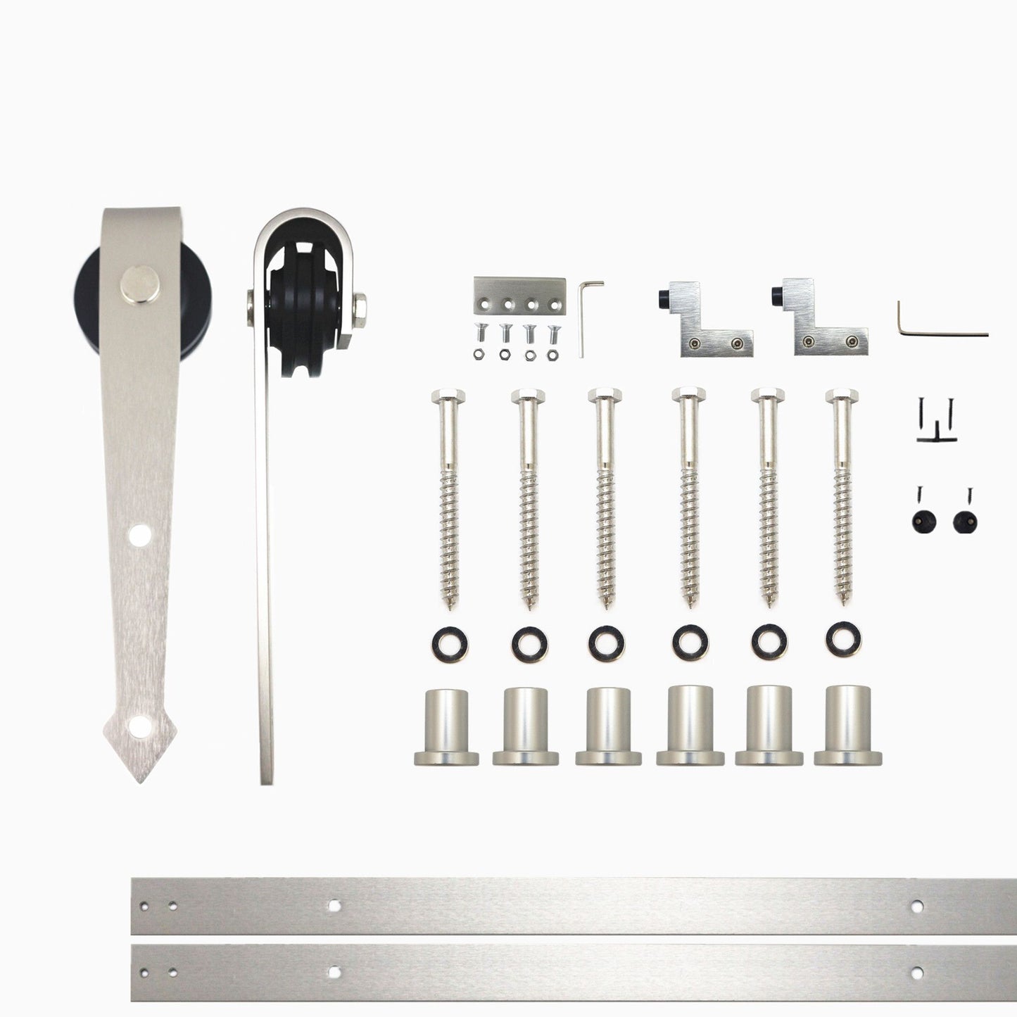 HOMACER 108-in Brushed Nickel Indoor Arrow Single Barn Door Hardware Kit JT1DNZ108C