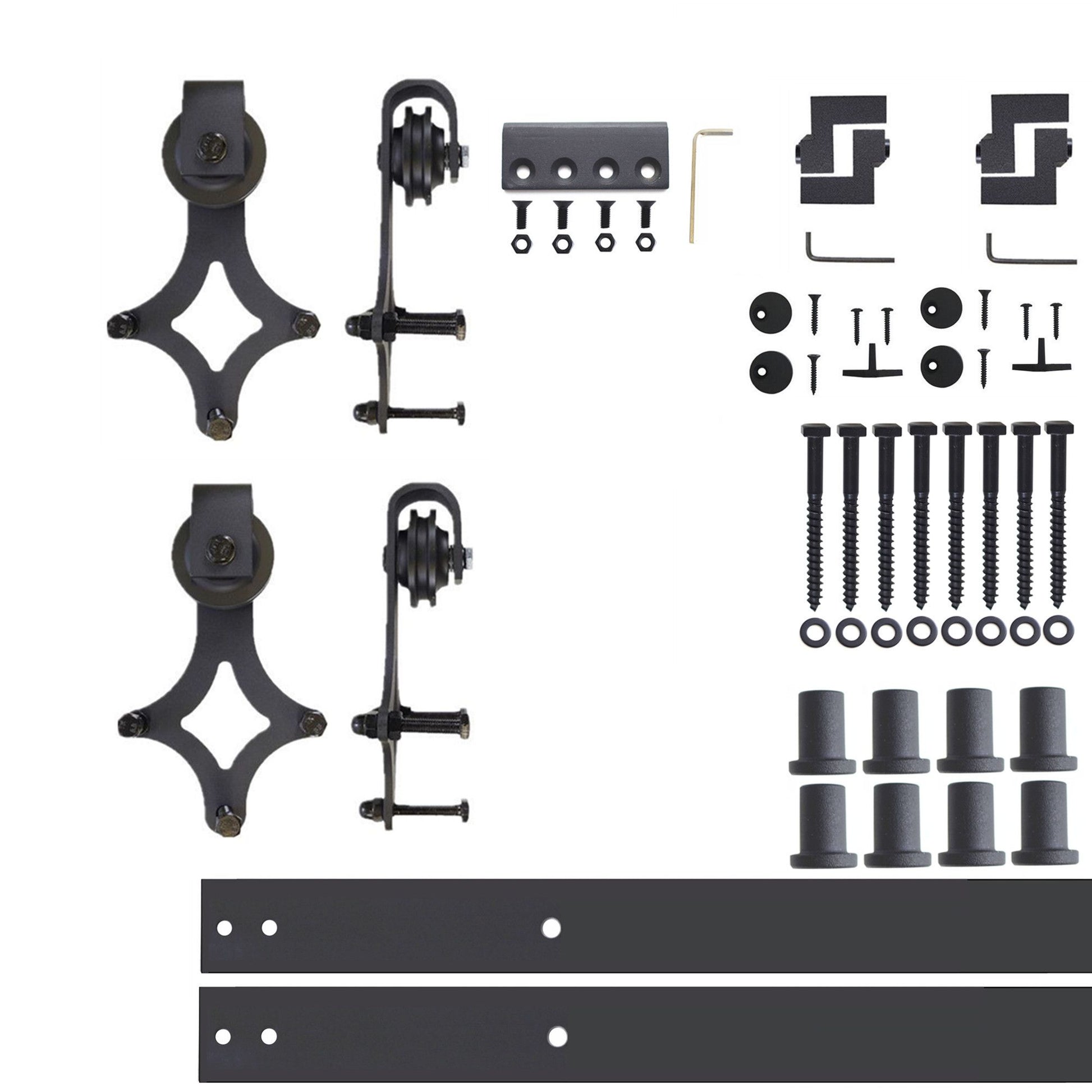 HOMACER 120-in Rustic Black Indoor Diamond Double Barn Door Hardware Kit LX2TGH120C