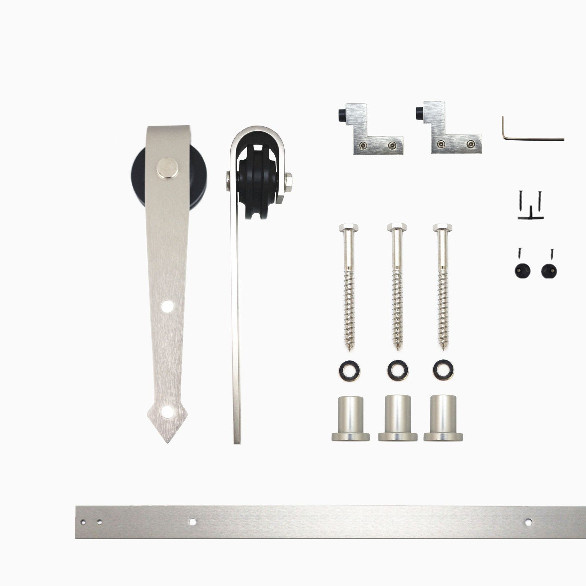 HOMACER 48-in Brushed Nickel Indoor Arrow Single Barn Door Hardware Kit JT1DNZ048C