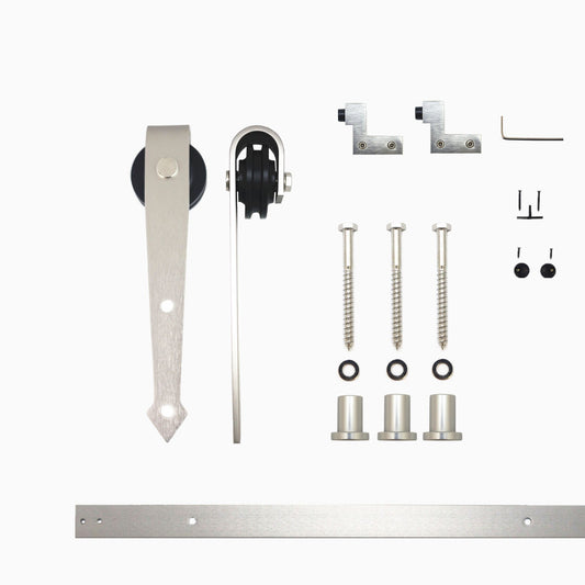 HOMACER 48-in Brushed Nickel Indoor Arrow Single Barn Door Hardware Kit JT1DNZ048C