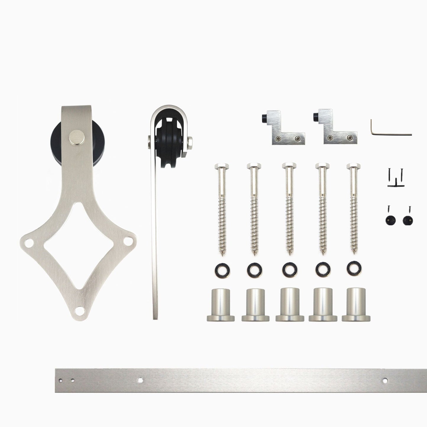 HOMACER 72-in Brushed Nickel Indoor Diamond Single Barn Door Hardware Kit LX1DNZ072C