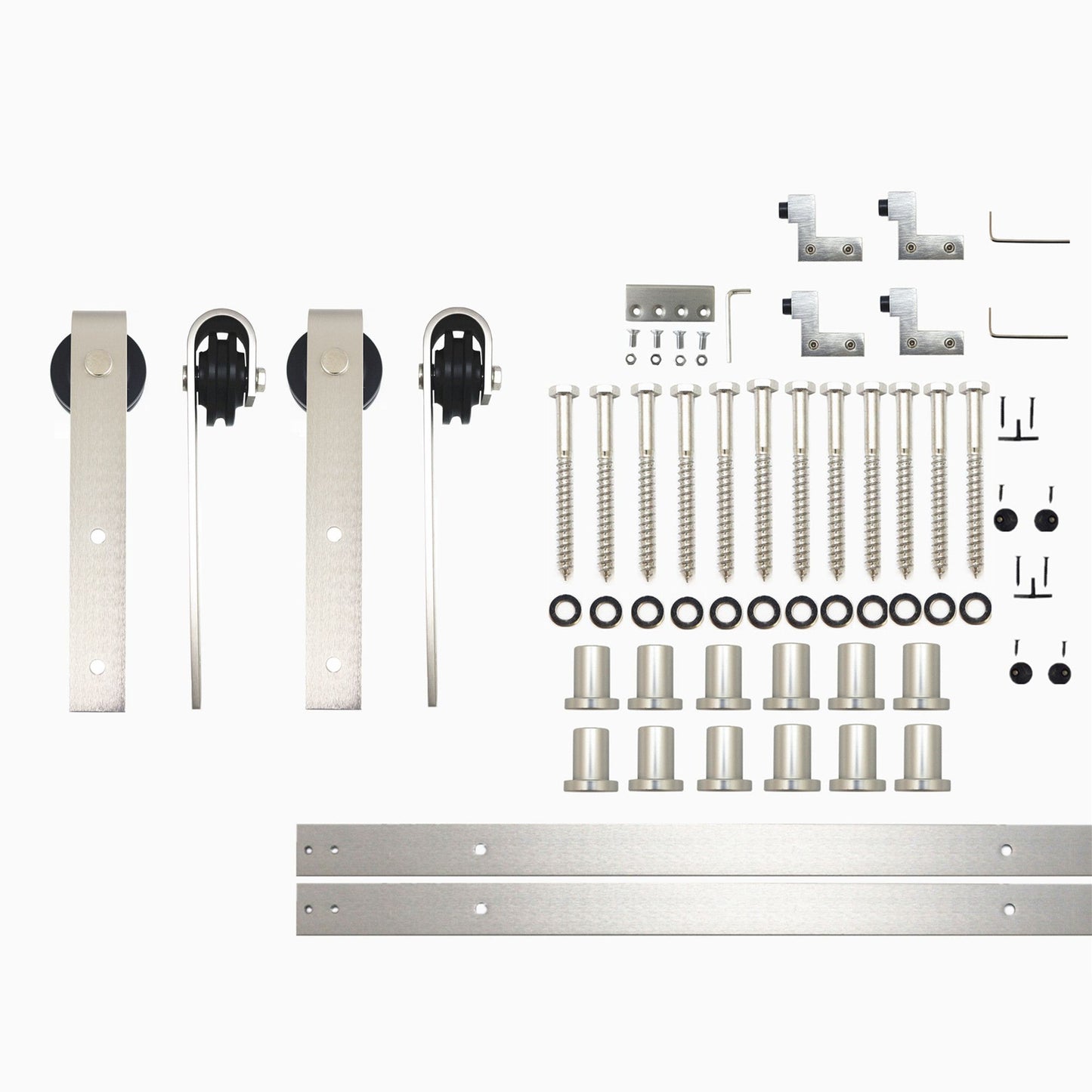 HOMACER 192-in Brushed Nickel Indoor J-strap Double Barn Door Hardware Kit YT2DNZ192C