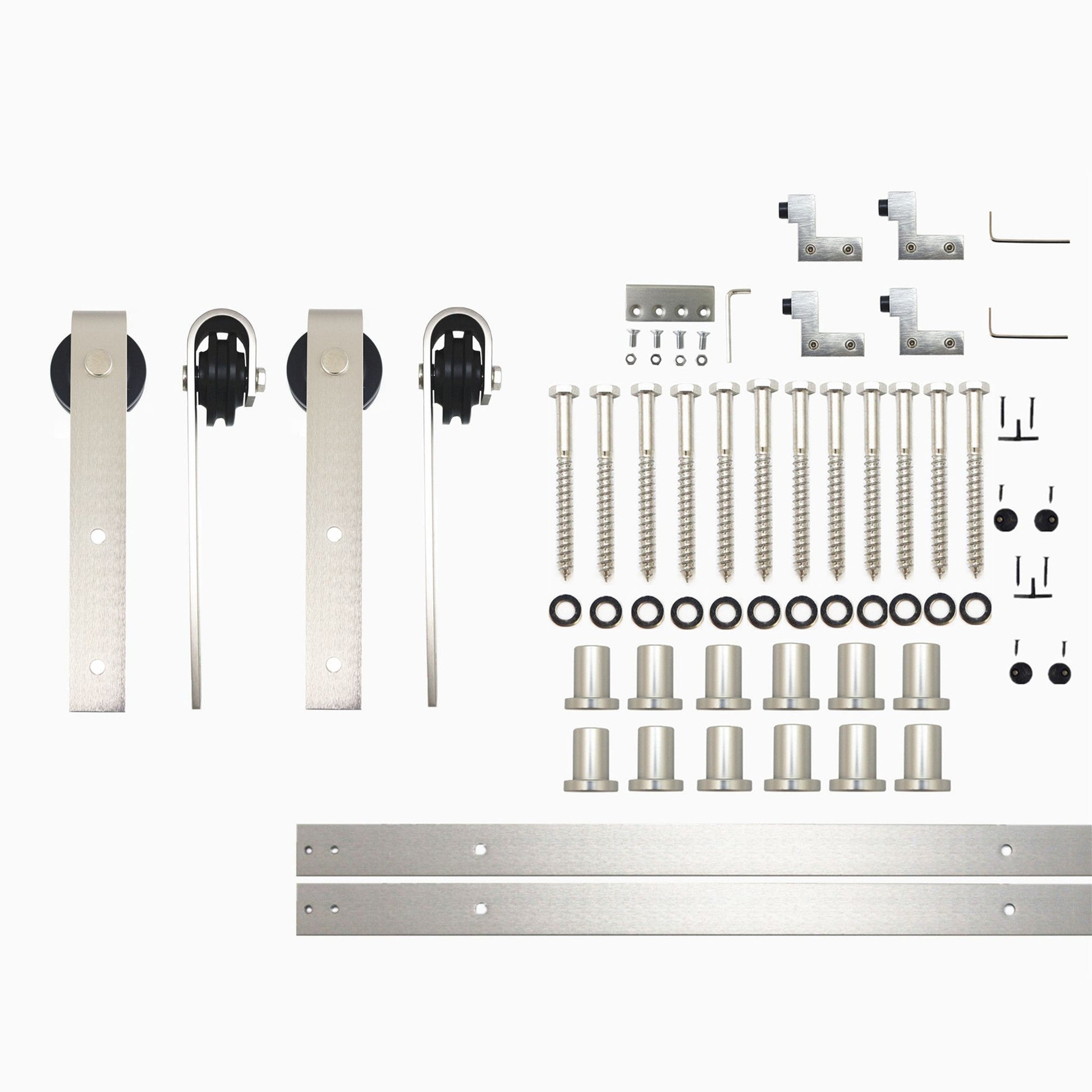 HOMACER 192-in Brushed Nickel Indoor J-strap Double Barn Door Hardware Kit YT2DNZ192C