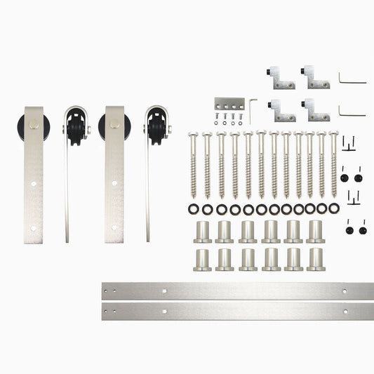 HOMACER 192-in Brushed Nickel Indoor J-strap Double Barn Door Hardware Kit YT2DNZ192C
