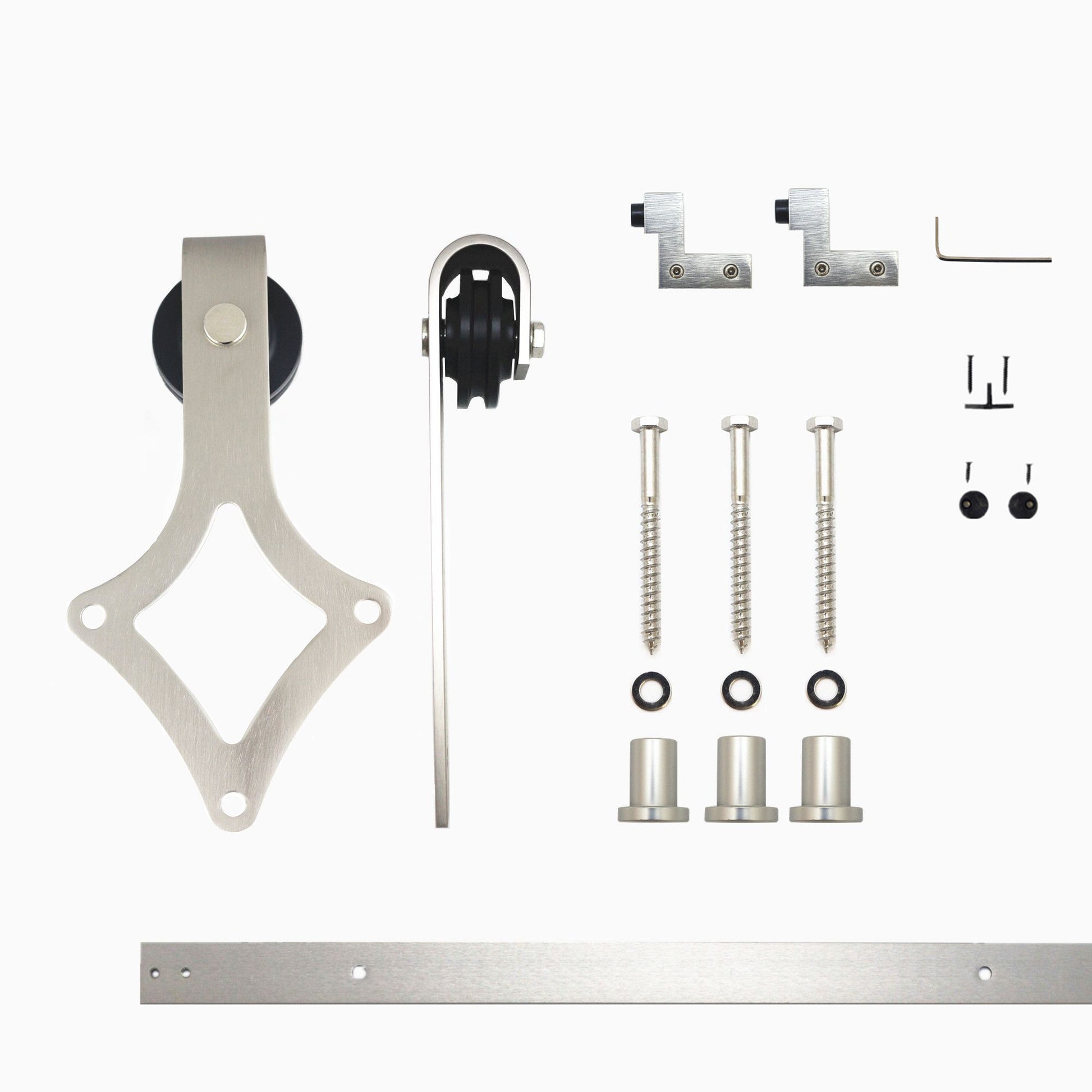 HOMACER 54-in Brushed Nickel Indoor Diamond Single Barn Door Kit LX1DNZ054C