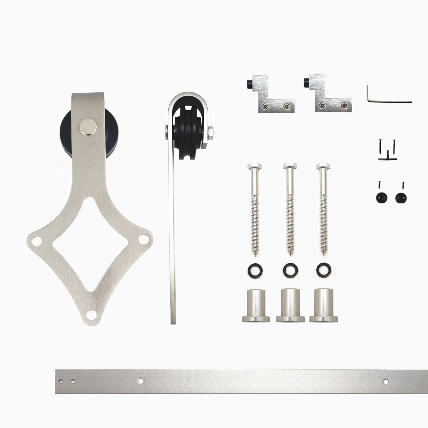 HOMACER 48-in Brushed Nickel Indoor Diamond Single Barn Door Hardware Kit LX1DNZ048C