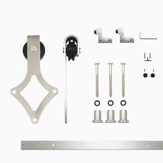 HOMACER 48-in Brushed Nickel Indoor Diamond Single Barn Door Hardware Kit LX1DNZ048C