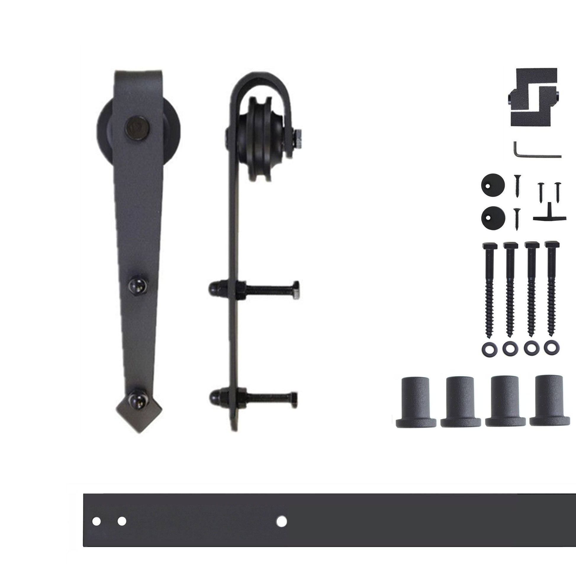 HOMACER 66-in Rustic Black Indoor Arrow Single Barn Door Hardware Kit JT1TGH066C