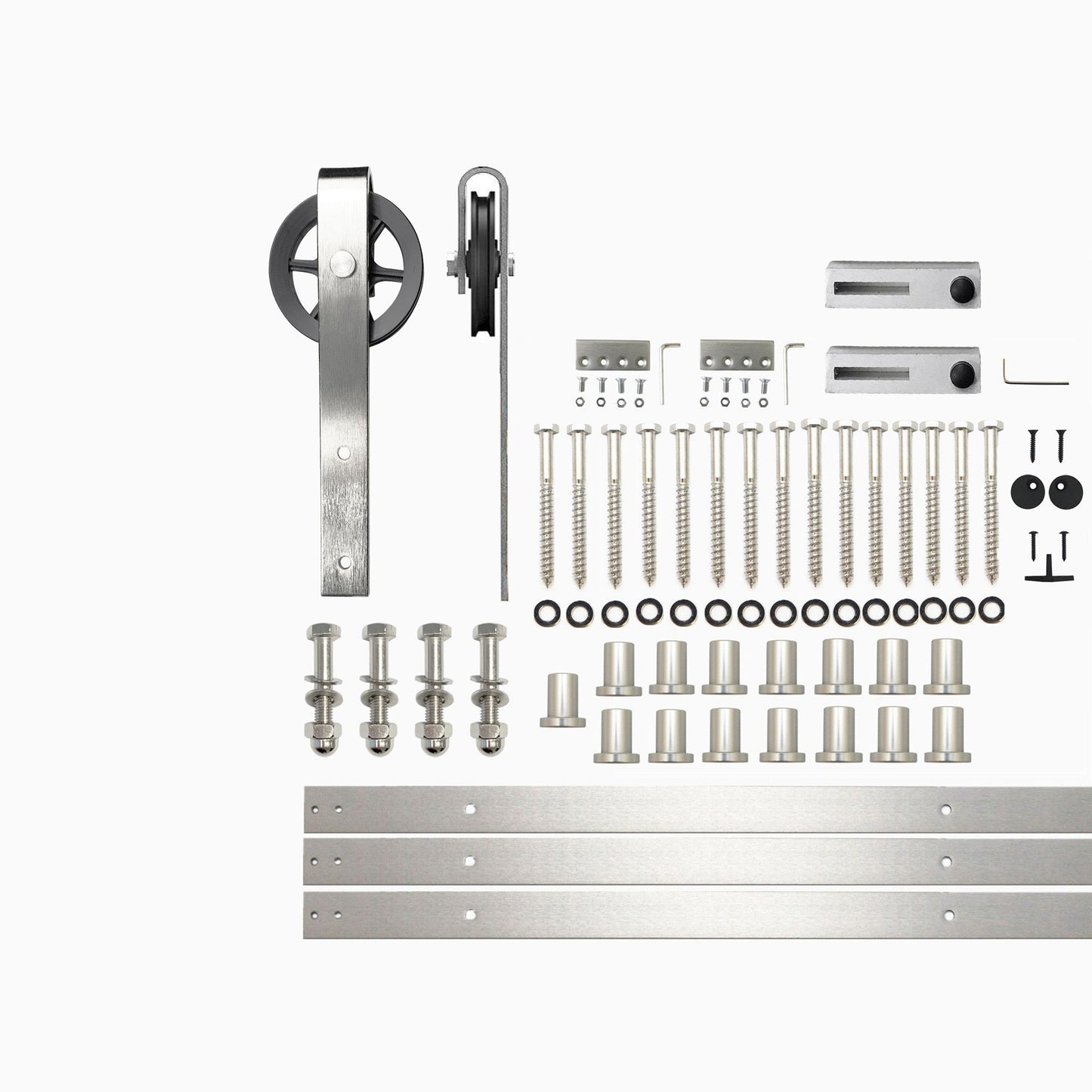 HOMACER 216-in Brushed Nickel Indoor Spoke Wheel Single Barn Door Hardware Kit HL1DNZ216C