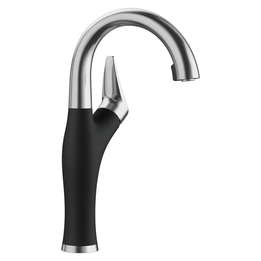BLANCO Artona Pvd Steel/Coal Black Single Handle Deck-mount Bar and Prep Kitchen Faucet