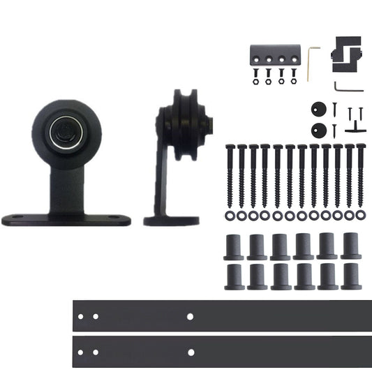 HOMACER 180-in Rustic Black Indoor Top Mount Single Barn Door Hardware Kit DZ1TGH180C