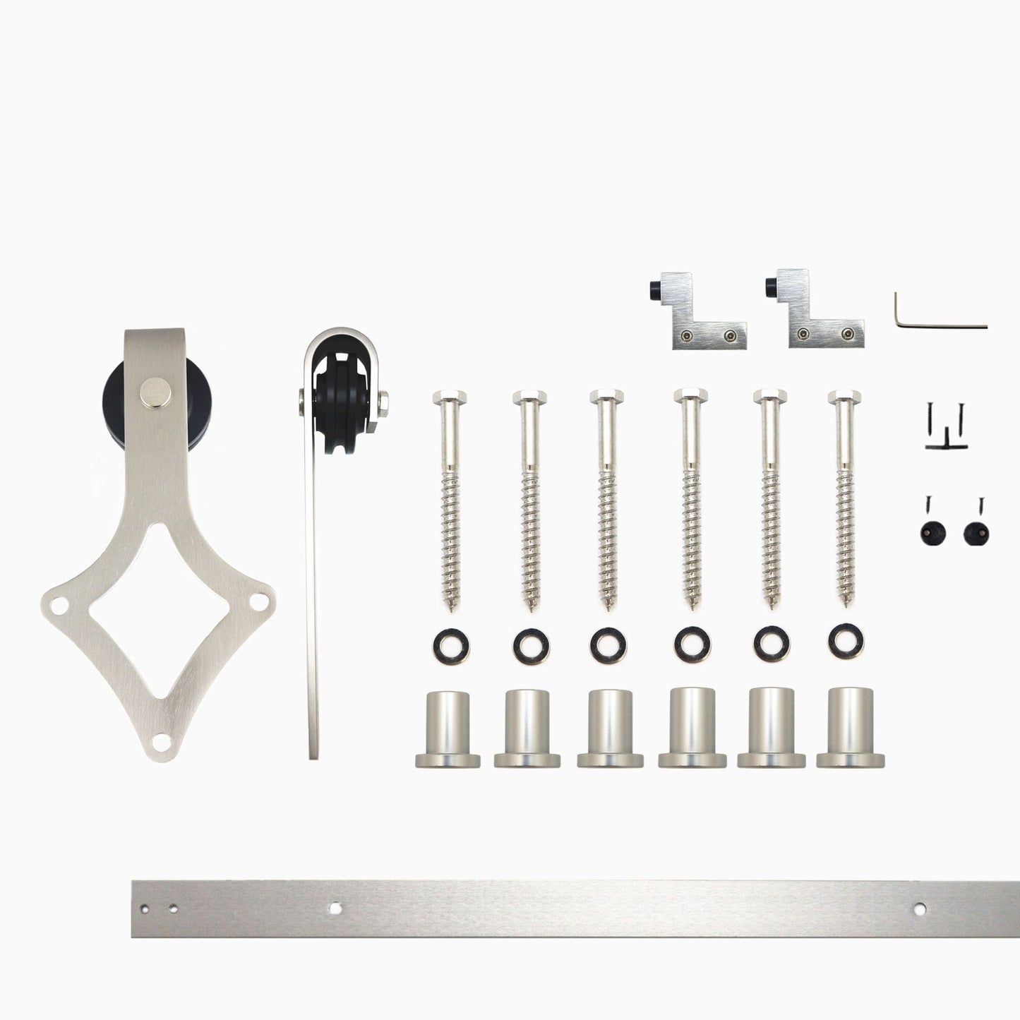 HOMACER 90-in Brushed Nickel Indoor Diamond Single Barn Door Hardware Kit LX1DNZ090C