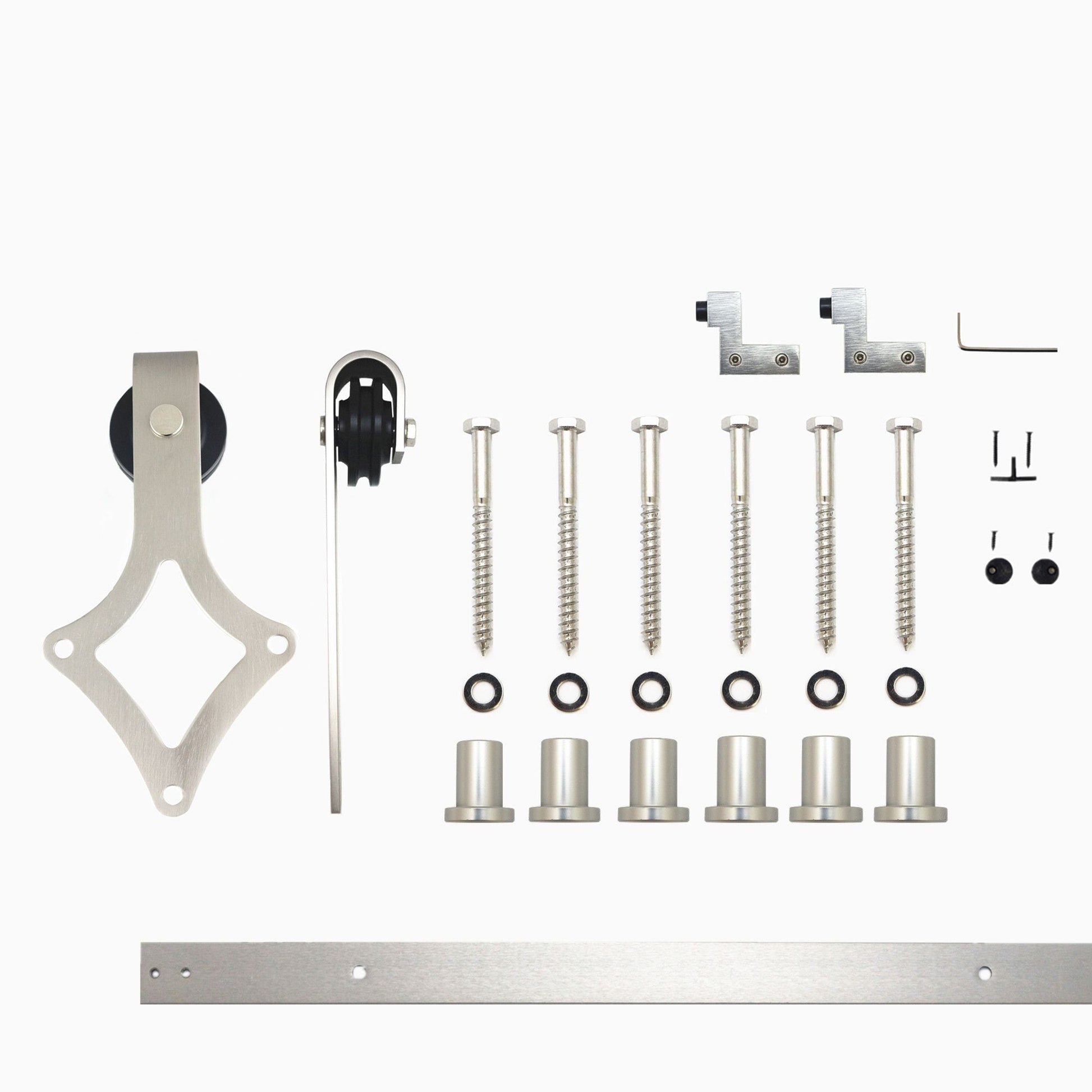 HOMACER 90-in Brushed Nickel Indoor Diamond Single Barn Door Hardware Kit LX1DNZ090C