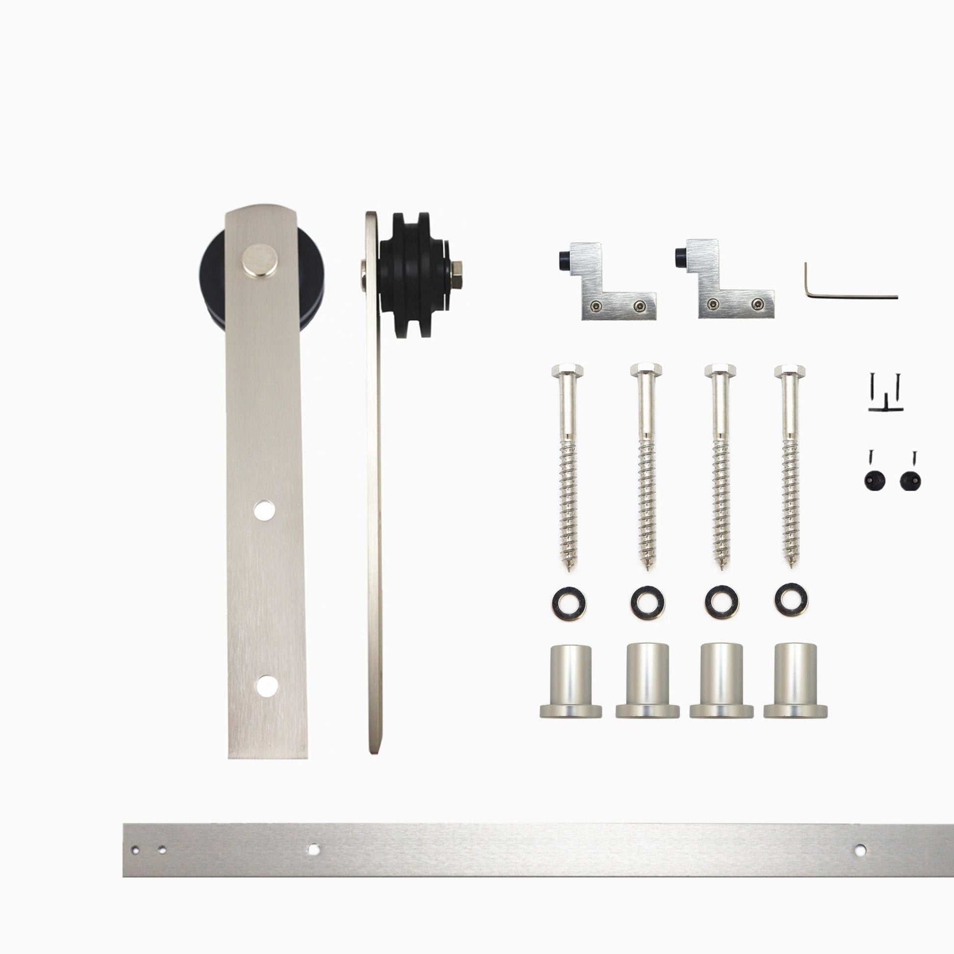 HOMACER 60-in Brushed Nickel Indoor I-strap Single Barn Door Hardware Kit ZT1DNZ060C