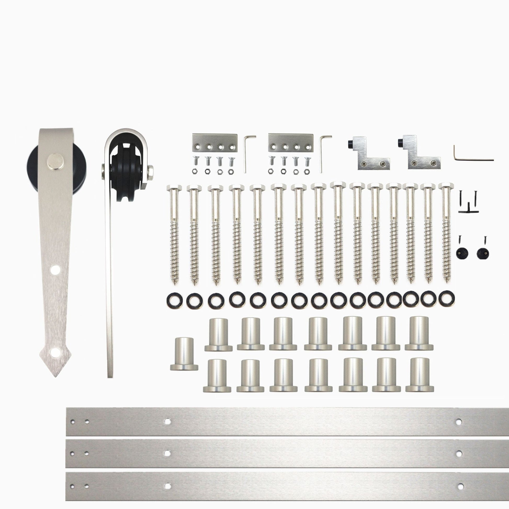 HOMACER 240-in Brushed Nickel Indoor Arrow Single Barn Door Hardware Kit JT1DNZ240C
