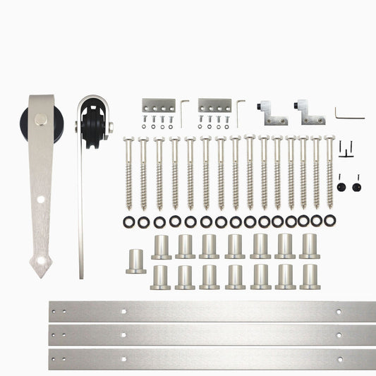 HOMACER 240-in Brushed Nickel Indoor Arrow Single Barn Door Hardware Kit JT1DNZ240C