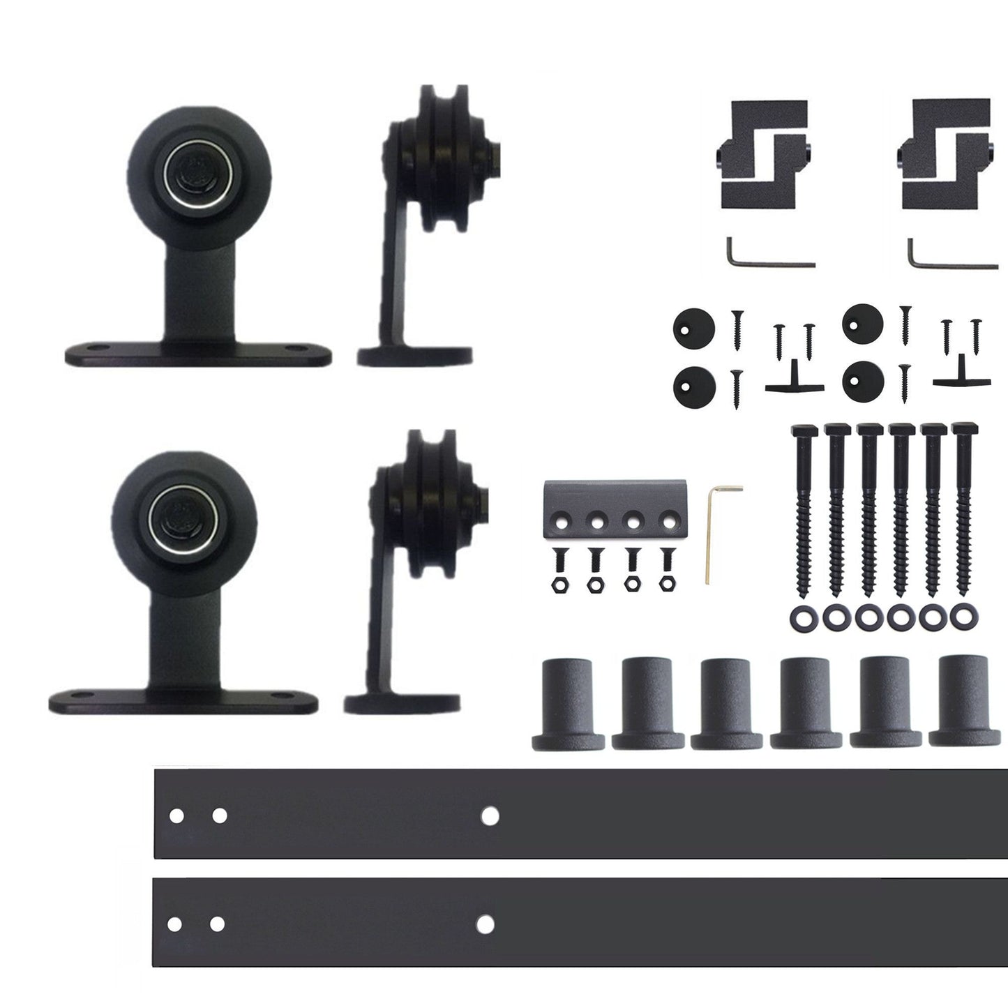 HOMACER 108-in Rustic Black Indoor Top Mount Double Barn Door Hardware Kit DZ2TGH108C