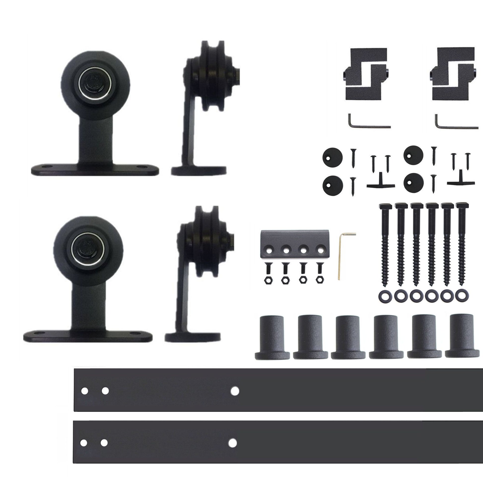 HOMACER 108-in Rustic Black Indoor Top Mount Double Barn Door Hardware Kit DZ2TGH108C