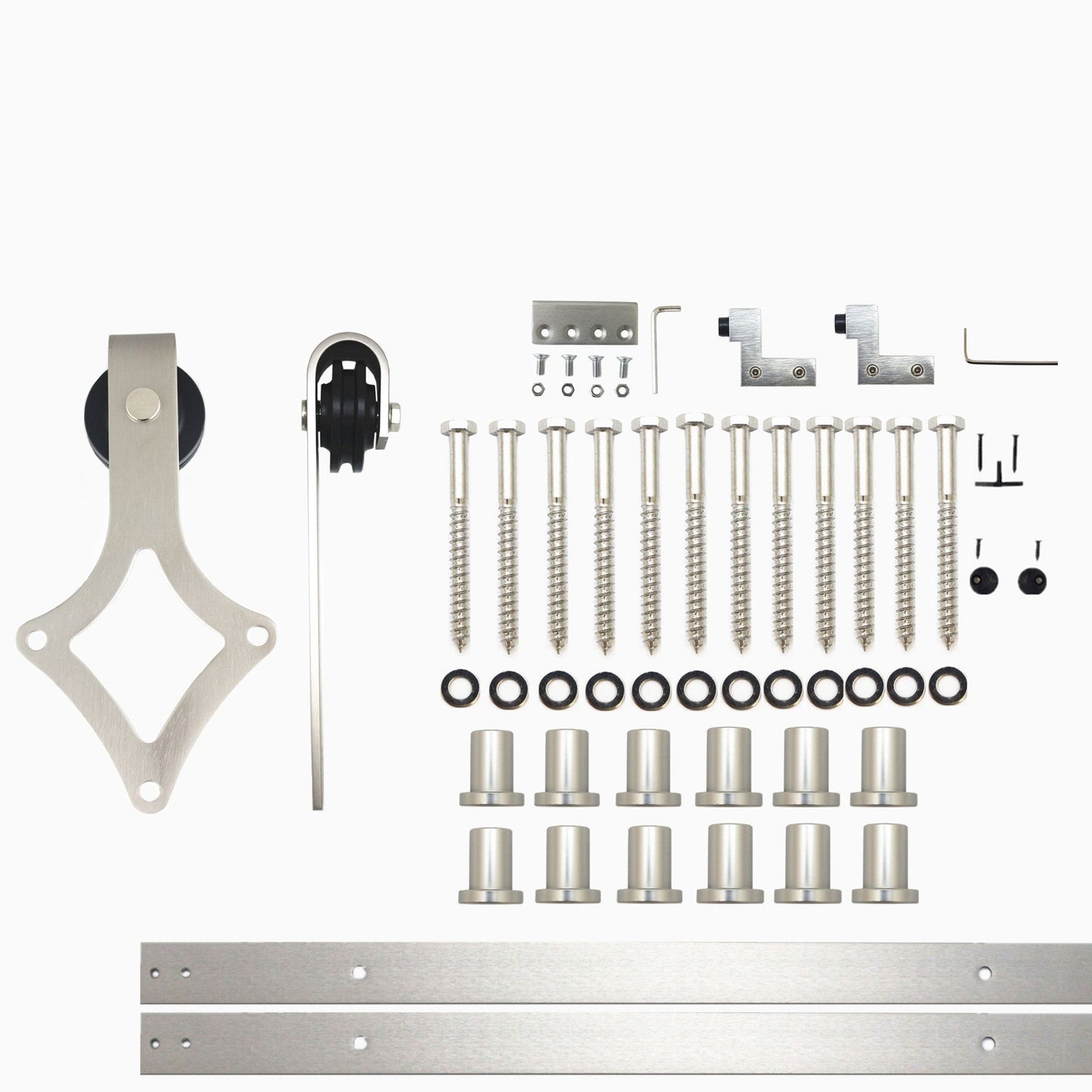 HOMACER 180-in Brushed Nickel Indoor Diamond Single Barn Door Hardware Kit LX1DNZ180C