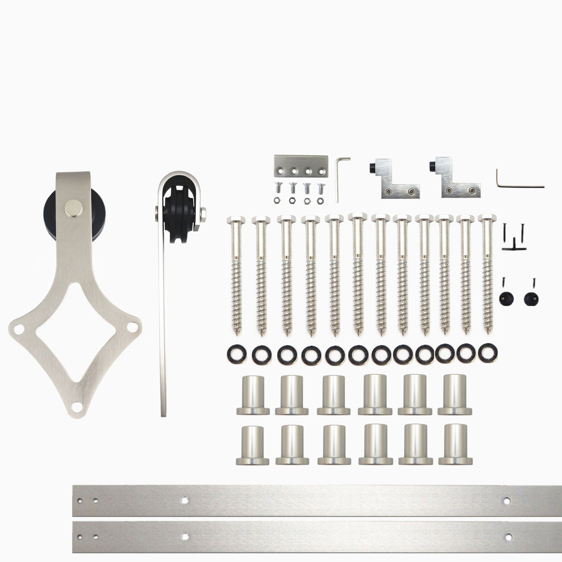 HOMACER 192-in Brushed Nickel Indoor Diamond Single Barn Door Hardware Kit LX1DNZ192C