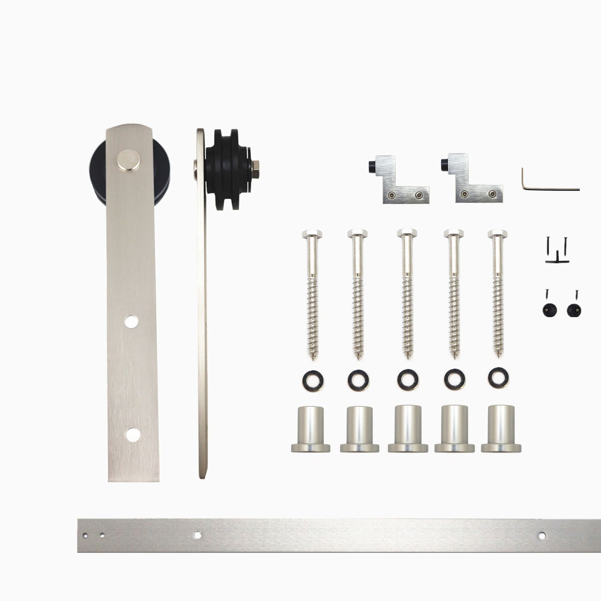 HOMACER 84-in Brushed Nickel Indoor I-strap Single Barn Door Hardware Kit ZT1DNZ084C