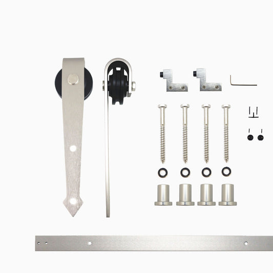 HOMACER 66-in Brushed Nickel Indoor Arrow Single Barn Door Hardware Kit JT1DNZ066C
