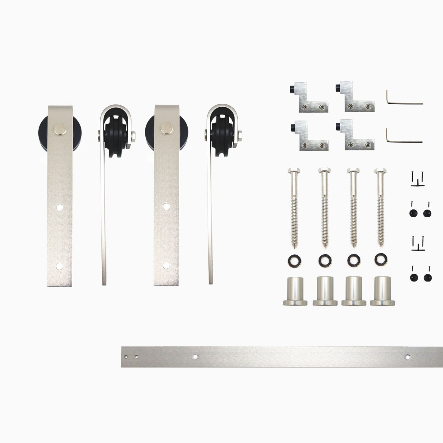 HOMACER 66-in Brushed Nickel Indoor J-strap Double Barn Door Hardware Kit YT2DNZ066C