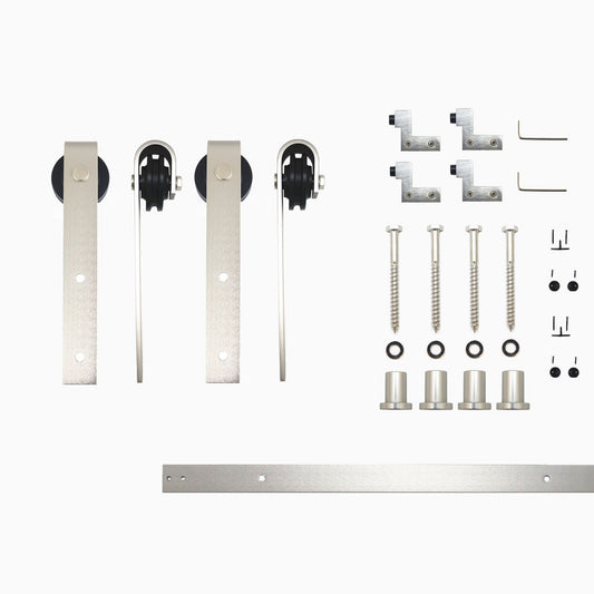 HOMACER 60-in Brushed Nickel Indoor J-strap Double Barn Door Hardware Kit YT2DNZ060C